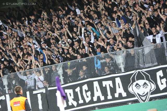 Austria Wien - Sturm Graz
Oesterreichische Fussball Bundesliga, 27. Runde,  FK Austira Wien - SK Sturm Graz, Franz-Horr-Stadion Wien, 24.03.2012. 

Foto zeigt Fans von Sturm
