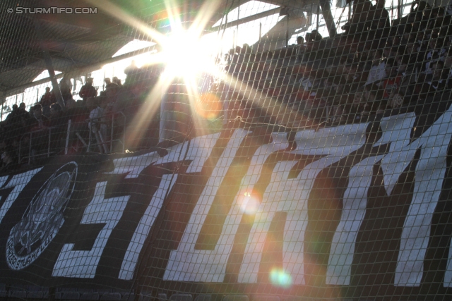 Sturm Graz - Hartberg
OEFB Cup, Viertelfinale,  SK Sturm Graz - TSV Hartberg, Stadion Liebenau Graz, 11.04.2012. 

Foto zeigt ein Transparent
Schlüsselwörter: wetter