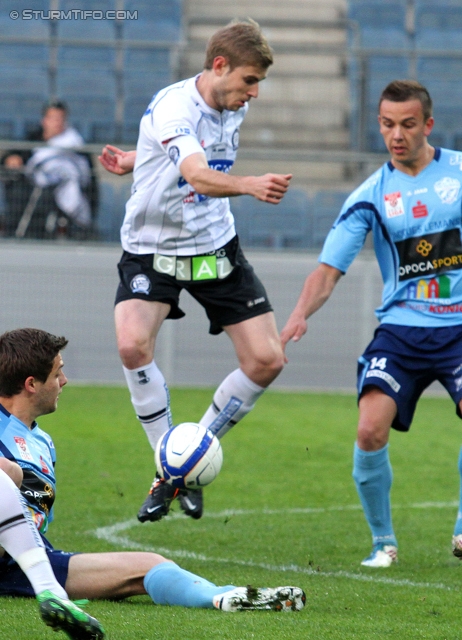 Sturm Graz - Hartberg
OEFB Cup, Viertelfinale,  SK Sturm Graz - TSV Hartberg, Stadion Liebenau Graz, 11.04.2012. 

Foto zeigt Manuel Weber (Sturm) und Manuel Prietl (Hartberg)
