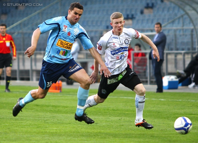 Sturm Graz - Hartberg
OEFB Cup, Viertelfinale,  SK Sturm Graz - TSV Hartberg, Stadion Liebenau Graz, 11.04.2012. 

Foto zeigt Christoph Friedl (Hartberg) und Florian Kainz (Sturm)
