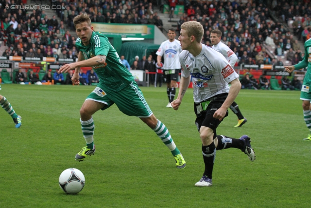 Rapid Wien - Sturm Graz
Oesterreichische Fussball Bundesliga, 31. Runde,  SK Rapid Wien - SK Sturm Graz, Gerhard Hanappi Stadion Wien, 22.04.2012. 

Foto zeigt Florian Kainz (Sturm)
