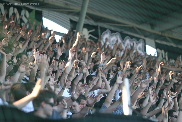 Sturm Graz - Kapfenberg
Oesterreichische Fussball Bundesliga, 32. Runde,  SK Sturm Graz - Kapfenberger SV 1919, Stadion Liebenau Graz, 28.04.2012. 

Foto zeigt Fans von Sturm
