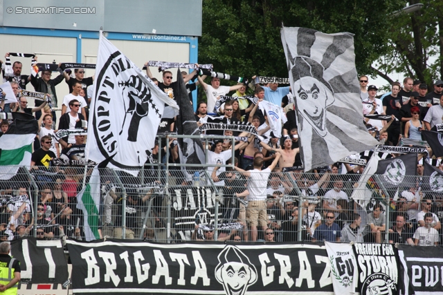 Wr. Neustadt - Sturm Graz
Oesterreichische Fussball Bundesliga, 33. Runde,  SC Wiener Neustadt - SK Sturm Graz, Stadion Wiener Neustadt, 05.05.2012. 

Foto zeigt Fans von Sturm
