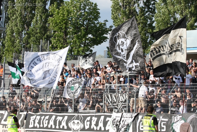 Wr. Neustadt - Sturm Graz
Oesterreichische Fussball Bundesliga, 33. Runde,  SC Wiener Neustadt - SK Sturm Graz, Stadion Wiener Neustadt, 05.05.2012. 

Foto zeigt Fans von Sturm
