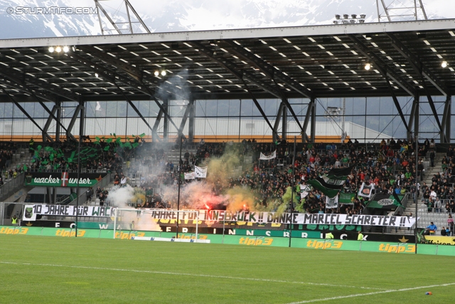 Innsbruck - Sturm Graz
Oesterreichische Fussball Bundesliga, 35. Runde,  Wacker Innsbruck - SK Sturm Graz, Tivoli Stadion Innsbruck, 13.05.2012. 

Foto zeigt Fans von Wacker Innsbruck
