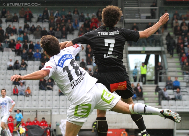 Innsbruck - Sturm Graz
Oesterreichische Fussball Bundesliga, 35. Runde,  Wacker Innsbruck - SK Sturm Graz, Tivoli Stadion Innsbruck, 13.05.2012. 

Foto zeigt Joachim Standfest (Sturm) und Alexander Hauser (Innsbruck)
