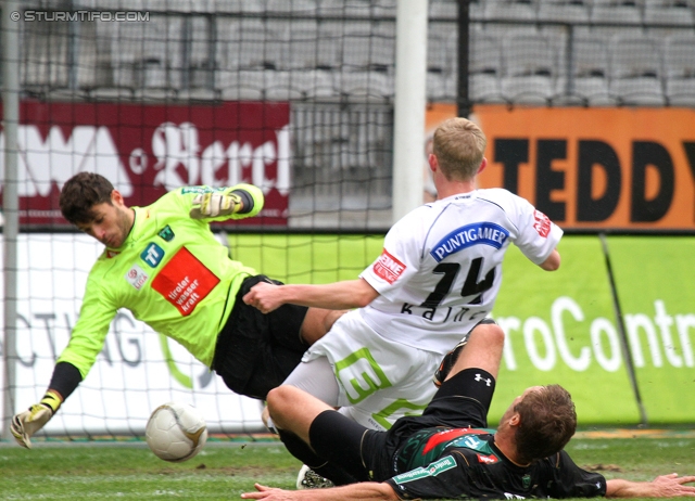 Innsbruck - Sturm Graz
Oesterreichische Fussball Bundesliga, 35. Runde,  Wacker Innsbruck - SK Sturm Graz, Tivoli Stadion Innsbruck, 13.05.2012. 

Foto zeigt Markus Egger (Innsbruck) und Florian Kainz (Sturm)
Schlüsselwörter: tor