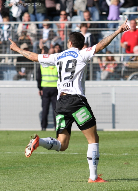 Sturm Graz - Austria Wien
Oesterreichische Fussball Bundesliga, 36. Runde,  SK Sturm Graz - FK Austria Wien, Stadion Liebenau Graz, 17.05.2012. 

Foto zeigt Darko Bodul (Sturm)
Schlüsselwörter: torjubel