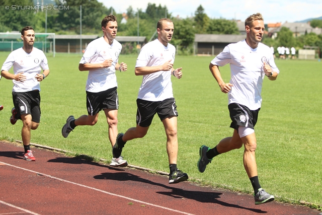 Sturm Graz Laktattest
Oesterreichische Fussball Bundesliga, SK Sturm Graz Laktattest, Postsportplatz Graz, 14.06.2012. 

Foto zeigt Michael Madl (Sturm), Christian Gratzei (Sturm), Ferdinand Feldhofer (Sturm)  und Martin Ehrenreich (Sturm)
