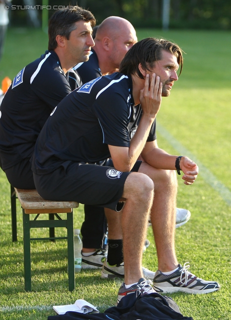 Sturm Graz - AS Trencin
Testspiel, SK Sturm Graz -AS Trencin, Hans-Grogger-Stadion Sonnhofen, 29.06.2012. 

Foto zeigt Ayhan Tumani (Co-Trainer Sturm) und Peter Hyballa (Cheftrainer Sturm)
