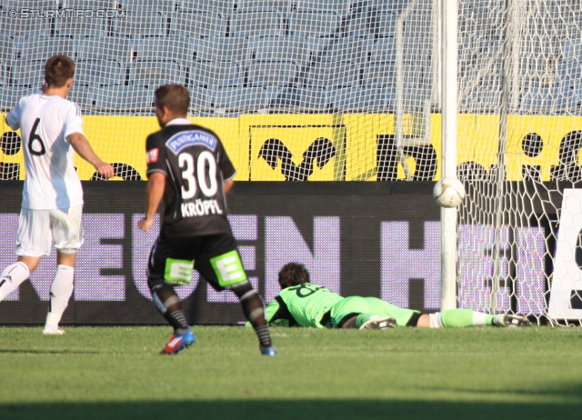 Sturm Graz Ankick 2012
Oesterreichische Fussball Bundesliga, SK Sturm Graz Ankick 2012, SK Sturm Graz - Partizan Belgrad, Stadion Liebenau Graz, 07.07.2012.

Foto zeigt Vojislav Stankovic (Partizan), Christoph Kroepfl (Sturm) und Vladimir Stojkovic (Partizan)
Schlüsselwörter: tor