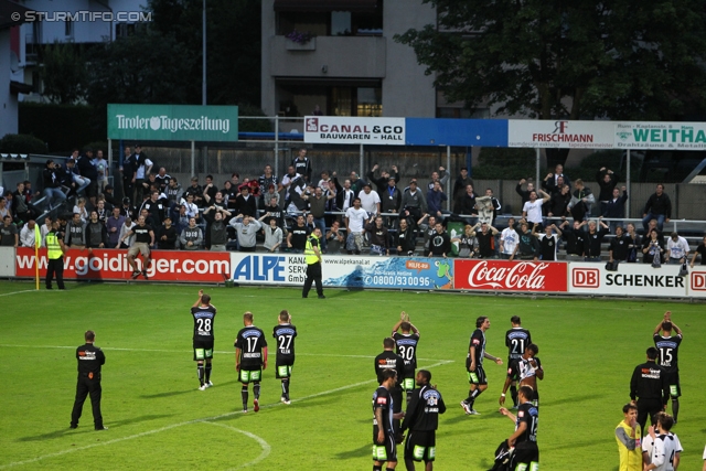 Wattens - Sturm Graz
OEFB Cup, 1. Runde, WSG Wattens - SK Sturm Graz, Alpenstadion Wattens, 13.07.2012. 

Foto zeigt die Mannschaft von Sturm und Fans von Sturm
