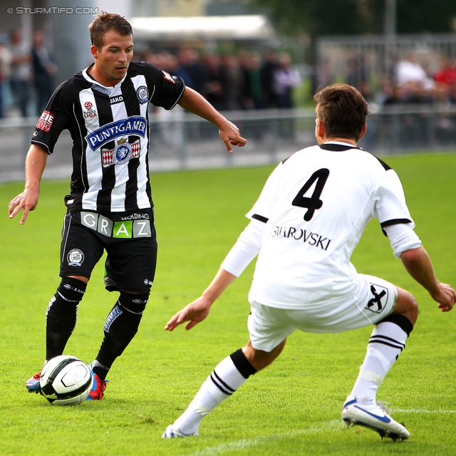 Wattens - Sturm Graz
OEFB Cup, 1. Runde, WSG Wattens - SK Sturm Graz, Alpenstadion Wattens, 13.07.2012. 

Foto zeigt Christoph Kroepfl (Sturm) und Harald Scheiber (Wattens)
