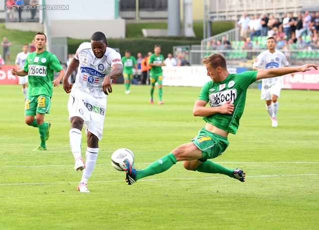 Mattersburg - Sturm Graz
Oesterreichische Fussball Bundesliga, 3. Runde,  SV Mattersburg - SK Sturm Graz, Pappelstadion Mattersburg, 04.08.2012. 

Foto zeigt Richard Sukuta-Pasu (Sturm)
