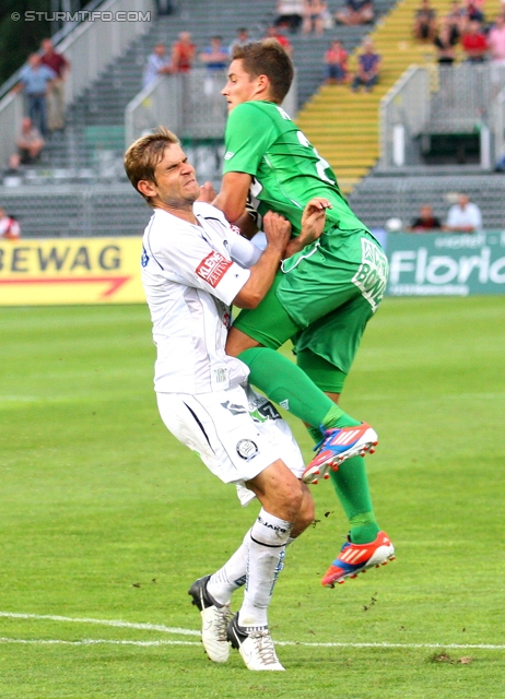 Mattersburg - Sturm Graz
Oesterreichische Fussball Bundesliga, 3. Runde,  SV Mattersburg - SK Sturm Graz, Pappelstadion Mattersburg, 04.08.2012. 

Foto zeigt Manuel Weber (Sturm)
