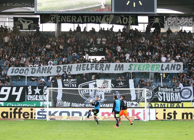 Sturm Graz - Wolfsberg
Oesterreichische Fussball Bundesliga, 4. Runde, SK Sturm Graz - Wolfsberger AC, Stadion Liebenau Graz, 11.08.2012. 

Foto zeigt  Fans von Sturm mit einem Spruchband
