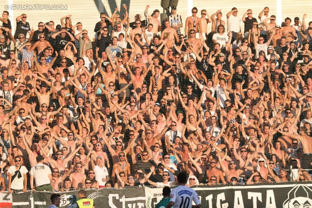 Rapid Wien - Sturm Graz
Oesterreichische Fussball Bundesliga, 5. Runde, SK Rapid Wien - SK Sturm Graz, Gerhard-Hanappi-Stadion Wien, 18.08.2012. 

Foto zeigt Fans von Sturm
