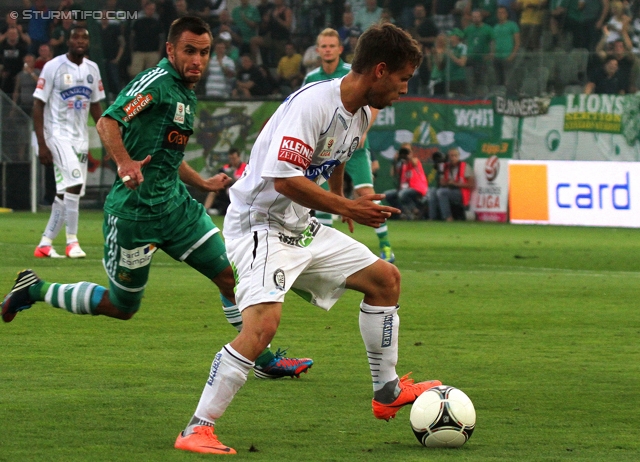 Rapid Wien - Sturm Graz
Oesterreichische Fussball Bundesliga, 5. Runde, SK Rapid Wien - SK Sturm Graz, Gerhard-Hanappi-Stadion Wien, 18.08.2012. 

Foto zeigt David Schloffer (Sturm)
