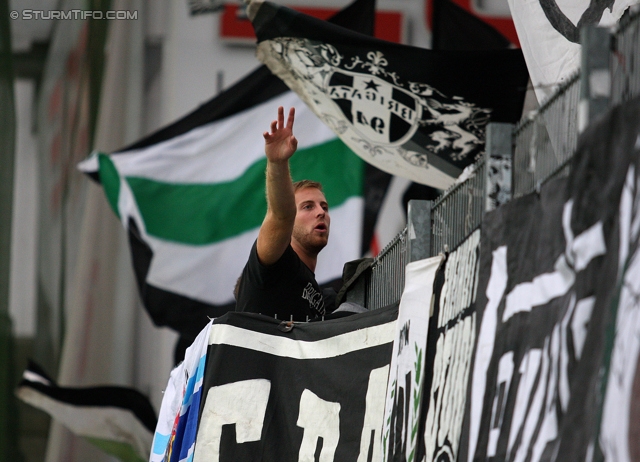 Ried - Sturm Graz
Oesterreichische Fussball Bundesliga, 7. Runde, SV Ried - SK Sturm Graz, Arena Ried, 01.09.2012. 

Foto zeigt Fans von Sturm
