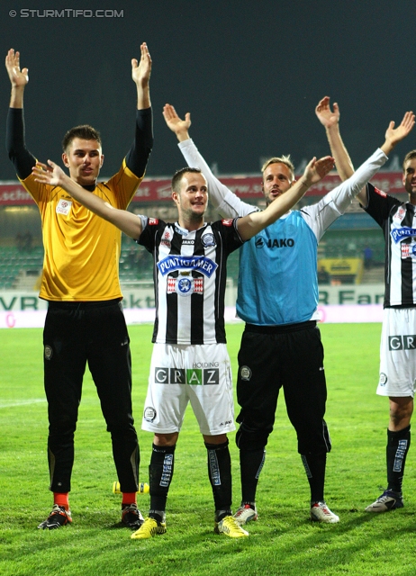 Ried - Sturm Graz
Oesterreichische Fussball Bundesliga, 7. Runde, SV Ried - SK Sturm Graz, Arena Ried, 01.09.2012. 

Foto zeigt Johannes Focher, Christian Klem und Martin Ehrenreich (Sturm)
