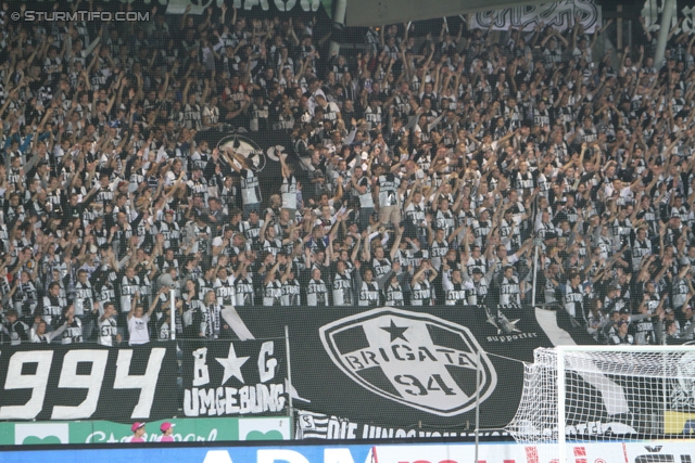 Sturm Graz - Innsbruck
Oesterreichische Fussball Bundesliga, 8. Runde, SK Sturm Graz - FC Wacker Innsbruck, Stadion Liebenau Graz, 15.09.2012. 

Foto zeigt Fans von Sturm
