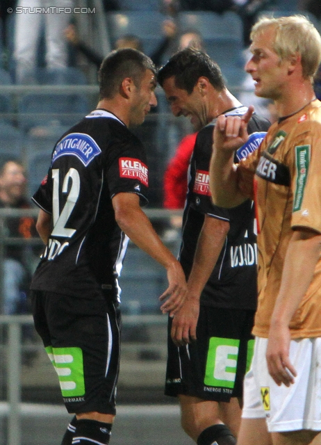 Sturm Graz - Innsbruck
Oesterreichische Fussball Bundesliga, 8. Runde, SK Sturm Graz - FC Wacker Innsbruck, Stadion Liebenau Graz, 15.09.2012. 

Foto zeigt Milan Dudic (Sturm) und Nikola Vujadinovic (Sturm)
Schlüsselwörter: torjubel