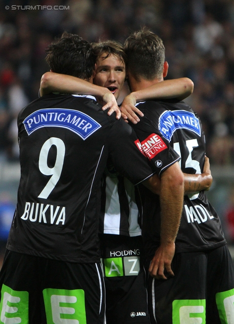 Sturm Graz - Innsbruck
Oesterreichische Fussball Bundesliga, 8. Runde, SK Sturm Graz - FC Wacker Innsbruck, Stadion Liebenau Graz, 15.09.2012. 

Foto zeigt Haris Bukva (Sturm), Andreas Hoelzl (Sturm) und Michael Madl (Sturm)
Schlüsselwörter: torjubel