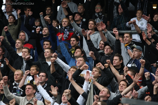 Salzburg - Sturm Graz
Oesterreichische Fussball Bundesliga, 10. Runde,  RB Salzburg - SK Sturm Graz, Stadion Wals-Siezenheim, 30.09.2012. 

Foto zeigt Fans von Sturm
