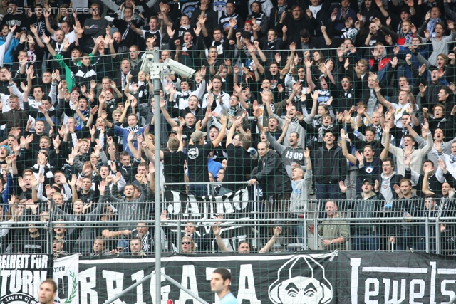 Salzburg - Sturm Graz
Oesterreichische Fussball Bundesliga, 10. Runde,  RB Salzburg - SK Sturm Graz, Stadion Wals-Siezenheim, 30.09.2012. 

Foto zeigt Fans von Sturm
