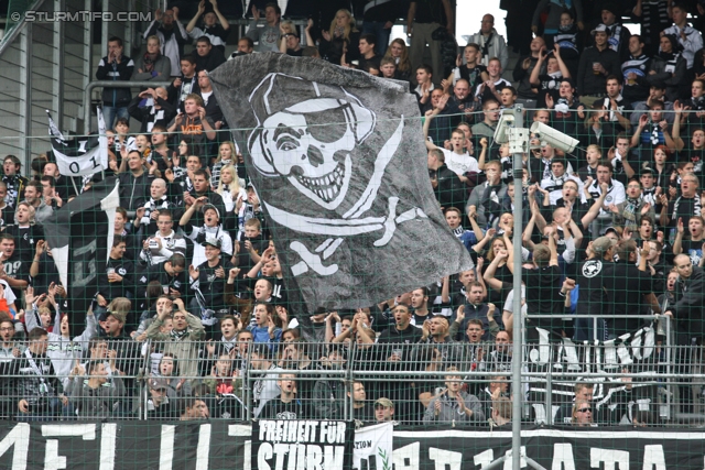 Salzburg - Sturm Graz
Oesterreichische Fussball Bundesliga, 10. Runde,  RB Salzburg - SK Sturm Graz, Stadion Wals-Siezenheim, 30.09.2012. 

Foto zeigt Fans von Sturm
