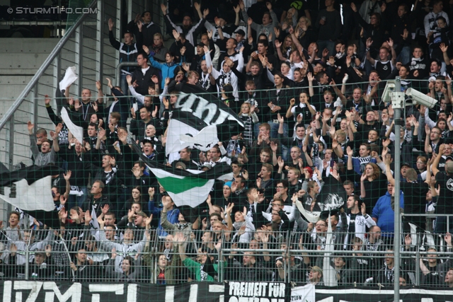 Salzburg - Sturm Graz
Oesterreichische Fussball Bundesliga, 10. Runde,  RB Salzburg - SK Sturm Graz, Stadion Wals-Siezenheim, 30.09.2012. 

Foto zeigt Fans von Sturm
