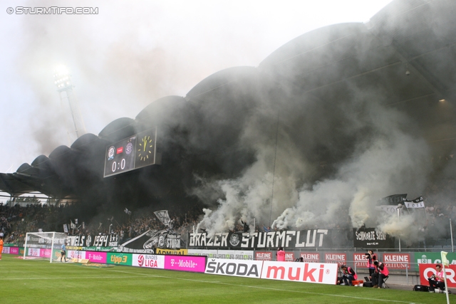 Sturm Graz - Austria Wien
Oesterreichische Fussball Bundesliga, 11. Runde, SK Sturm Graz - FK Austria Wien, Stadion Liebenau Graz, 07.10.2012. 

Foto zeigt Fans von Sturm mit einer Choreografie
Schlüsselwörter: pyrotechnik