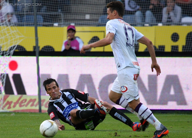 Sturm Graz - Austria Wien
Oesterreichische Fussball Bundesliga, 11. Runde, SK Sturm Graz - FK Austria Wien, Stadion Liebenau Graz, 07.10.2012. 

Foto zeigt Nikola Vujadinovic (Sturm) und Florian Mader (Austria)
