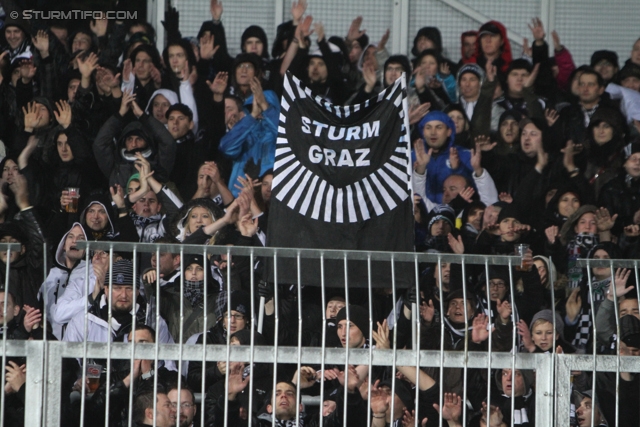 Wolfsberg - Sturm Graz
Oesterreichische Fussball Bundesliga, 13. Runde,  Wolfsberger AC - SK Sturm Graz, Lavanttal-Arena Wolfsberg, 27.10.2012. 

Foto zeigt Fans von Sturm
