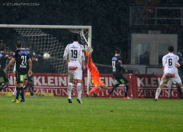 Wolfsberg - Sturm Graz
Oesterreichische Fussball Bundesliga, 13. Runde,  Wolfsberger AC - SK Sturm Graz, Lavanttal-Arena Wolfsberg, 27.10.2012. 

Foto zeigt Leonhard Kaufmann (Sturm), Roland Putsche (Wolfsberg) und Johannes Focher (Sturm)
Schlüsselwörter: tor