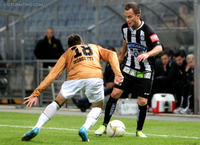 Sturm Graz - Innsbruck
OEFB Cup, Achtelfinale,SK Sturm Graz - FC Wacker Innsbruck, Stadion Liebenau Graz, 30.10.2012. 

Foto zeigt Sascha Woergetter (Innsbruck) und Christian Klem (Sturm)
