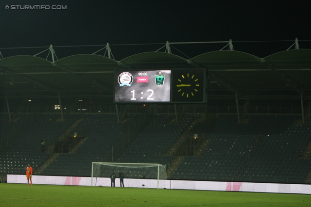 Sturm Graz - Innsbruck
OEFB Cup, Achtelfinale,SK Sturm Graz - FC Wacker Innsbruck, Stadion Liebenau Graz, 30.10.2012. 

Foto zeigt die Anzeigetafel
