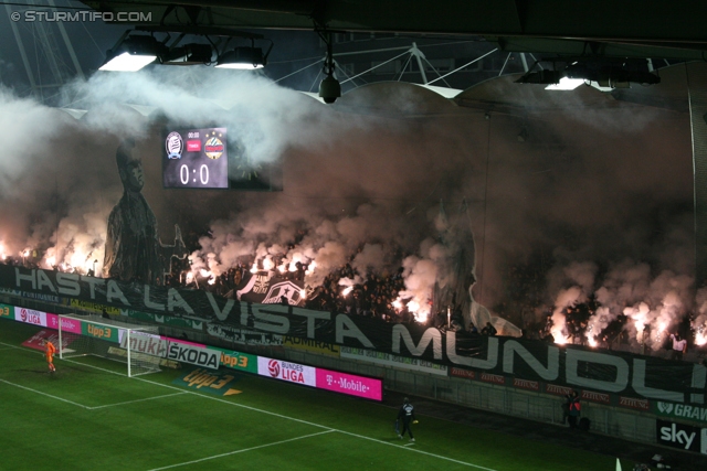 Sturm Graz - Rapid Wien
Oesterreichische Fussball Bundesliga, 14. Runde, SK Sturm Graz - SK Rapid Wien, Stadion Liebenau Graz, 03.11.2012. 

Foto zeigt Fans von Sturm mit einer Choreografie
