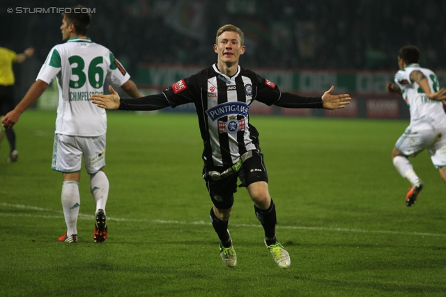 Sturm Graz - Rapid Wien
Oesterreichische Fussball Bundesliga, 14. Runde, SK Sturm Graz - SK Rapid Wien, Stadion Liebenau Graz, 03.11.2012. 

Foto zeigt Florian Kainz (Sturm)
Schlüsselwörter: torjubel