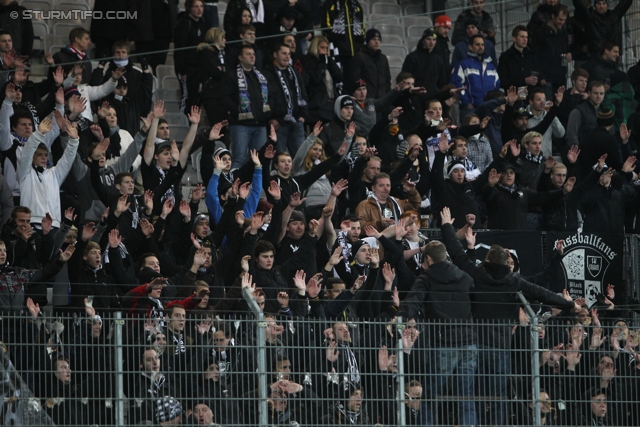 Innsbruck - Sturm Graz
Oesterreichische Fussball Bundesliga, 17. Runde,  FC Wacker Innsbruck - SK Sturm Graz, Tivoli Stadion Innsbruck, 24.11.2012. 

Foto zeigt Fans von Sturm
