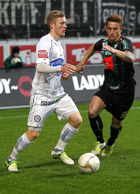 Innsbruck - Sturm Graz
Oesterreichische Fussball Bundesliga, 17. Runde,  FC Wacker Innsbruck - SK Sturm Graz, Tivoli Stadion Innsbruck, 24.11.2012. 

Foto zeigt Florian Kainz (Sturm)
