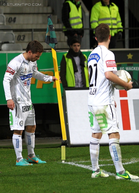 Innsbruck - Sturm Graz
Oesterreichische Fussball Bundesliga, 17. Runde,  FC Wacker Innsbruck - SK Sturm Graz, Tivoli Stadion Innsbruck, 24.11.2012. 

Foto zeigt David Schloffer (Sturm) und Christian Klem (Sturm)
