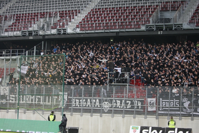 Wolfsberg - Sturm Graz
Oesterreichische Fussball Bundesliga, 13. Runde, Wolfsberg AC - SK Sturm Graz, Woerthereestadion Klagenfurt, 27.11.2012. 

Foto zeigt Fans von Sturm
