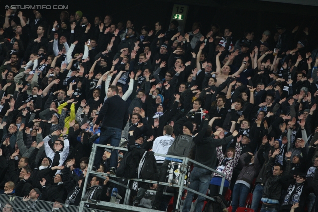 Wolfsberg - Sturm Graz
Oesterreichische Fussball Bundesliga, 13. Runde, Wolfsberg AC - SK Sturm Graz, Woerthereestadion Klagenfurt, 27.11.2012. 

Foto zeigt Fans von Sturm
