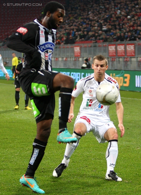 Wolfsberg - Sturm Graz
Oesterreichische Fussball Bundesliga, 13. Runde, Wolfsberg AC - SK Sturm Graz, Woerthereestadion Klagenfurt, 27.11.2012. 

Foto zeigt Richard Sukuta-Pasu (Sturm)
