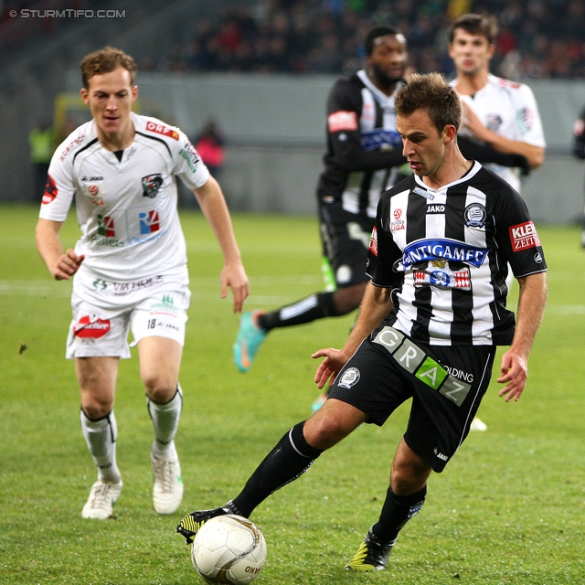 Wolfsberg - Sturm Graz
Oesterreichische Fussball Bundesliga, 13. Runde, Wolfsberg AC - SK Sturm Graz, Woerthereestadion Klagenfurt, 27.11.2012. 

Foto zeigt Tobias Kainz (Sturm)
