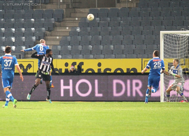 Sturm Graz - Wr. Neustadt
Oesterreichische Fussball Bundesliga, 18. Runde, SK Sturm Graz - SC Wiener Neustadt, Stadion Liebenau Graz, 01.12.2012. 

Foto zeigt Thomas Piermayr (Wr. Neustadt), Denis Mimm (Wr. Neustadt), Richard Sukuta-Pasu (Sturm), Christian Ramsebner (Wr. Neustadt) und Joerg Siebenhandl (Wr. Neustadt)
Schlüsselwörter: tor