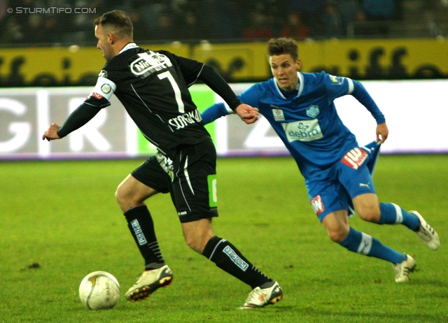 Sturm Graz - Wr. Neustadt
Oesterreichische Fussball Bundesliga, 18. Runde, SK Sturm Graz - SC Wiener Neustadt, Stadion Liebenau Graz, 01.12.2012. 

Foto zeigt Mario Haas (Sturm)
