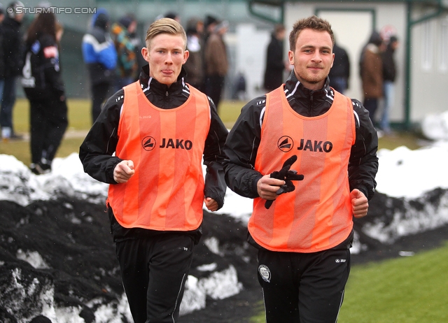 Sturm Graz - Slaven Belupo
Testspiel,  SK Sturm Graz - NK Slaven Belupo, Trainingszentrum Messendorf, 09.02.2013. 

Foto zeigt Florian Kainz (Sturm) und Tobias Kainz (Sturm)
