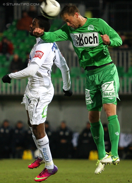 Mattersburg - Sturm Graz
Oesterreichische Fussball Bundesliga, 21. Runde,SV Mattersburg - SK Sturm Graz, Pappelstadion Mattersburg, 16.02.2013. 

Foto zeigt Richard Sukuta-Pasu (Sturm)
